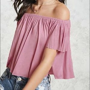Forever21 Pink Off-Shoulder Cold Shoulder Top